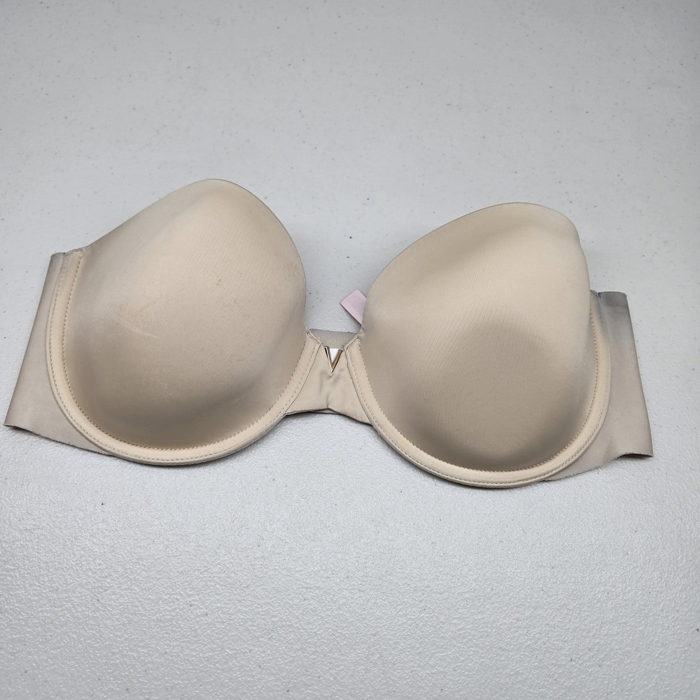 Victoria's Secret Women Bra 36D Beige Strapless T Shirt Underwired Multiway READ